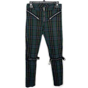 Vintage 90s Dogpile Demolition Gerl Green Black Plaid Bondage Pants